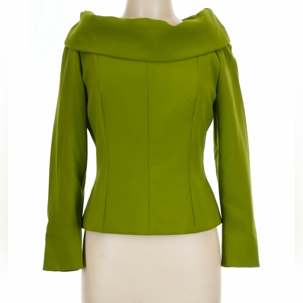 Pauw Amsterdam Olive Green Off-Shoulder Tailored Blouse